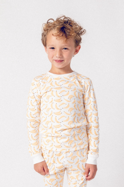 Everyone's favorite classic Banana print is back in stock! The softest 100% organic Pima cotton.