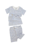 Blue Stripe Print Organic Pima Cotton Shorts Pajama
