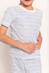Blue Stripe Print Organic Pima Cotton Shorts Pajama
