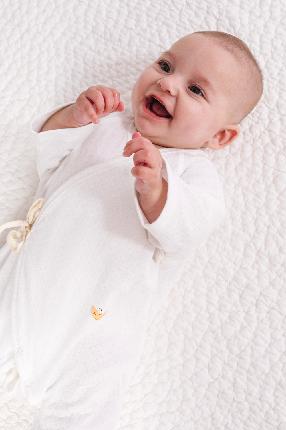 White Pointelle Baby Kimono Onesie – Dodo Banana