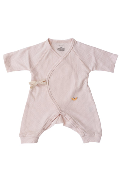 Soft Pink Pointelle Baby Kimono Onesie