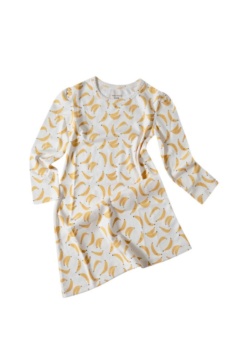 Banana Print Organic Pima Cotton Dodo Dress 12Y