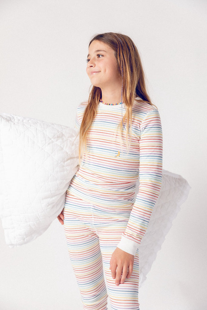 rainbow striped pima cotton pajamas by dodo bananas