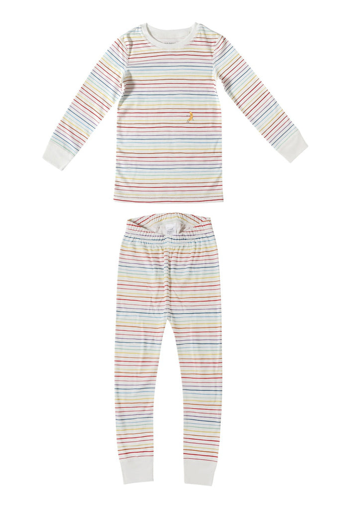 dodo banana rainbow striped pima cotton long sleeve pajamas